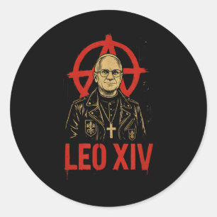 Punk Rock Pope Leo Xiv _ Christliche Anarchistin D Runder Aufkleber
