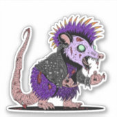 Punk Rock Possum Zombie Aufkleber (Vorderseite)