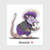 Punk Rock Possum Zombie Aufkleber (Blatt)