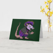 Punk Rock Possum Zombie Karte (Gelbe Blume)