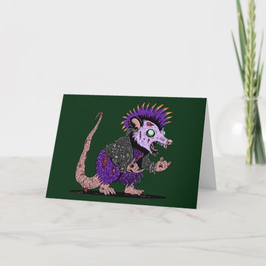 Punk Rock Possum Zombie Karte (Vorderseite)