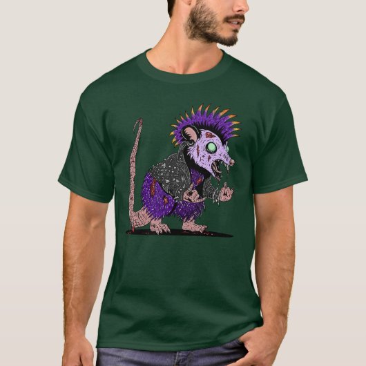 Punk Rock Possum Zombie T-Shirt (Vorderseite)