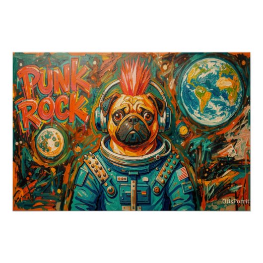 PUNK ROCK PUG ASTRONAUT 2 POSTER (Vorderseite)