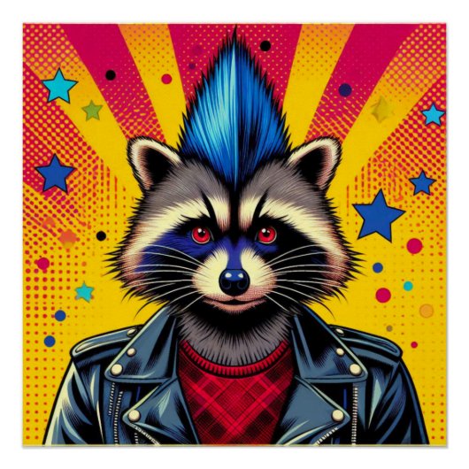 PUNK ROCK RACCOON POSTER (Vorderseite)