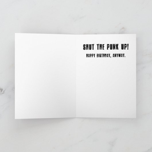 Punk Rock Rocker Skull mit Mohawk Birthday Karte (Innenseite)