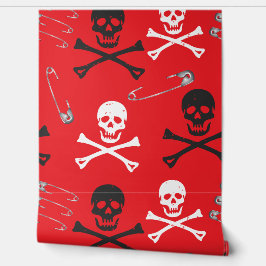 Punk Rock Safety Buttone and Skulls Goth Grunge Tapete