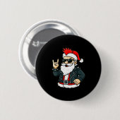 Punk Rock Santa Claus Emo Christmas Rocker Pajamas Button (Vorne & Hinten)