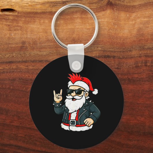 Punk Rock Santa Claus Emo Christmas Rocker Pajamas Schlüsselanhänger (Vorderseite)