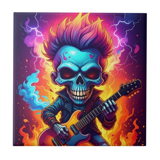 Punk Rock Schädel Fliese (Vorderseite)