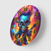 Punk Rock Schädel Runde Wanduhr (Winkel)