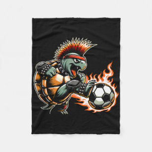 Punk Rock Schildkröte tritt Flammende Ll  Fleecedecke