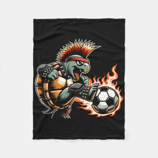 Punk Rock Schildkröte tritt Flammende Ll  Fleecedecke (Vorderseite)