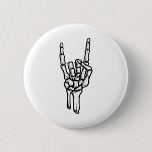 Punk Rock Skeleton Cool Rocker Halloween Men Women Button