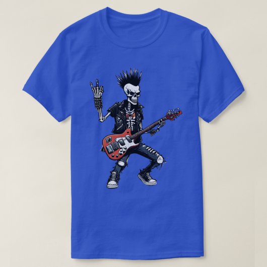 Punk Rock Skeleton Guitar Shredder T-Shirt (Design vorne)