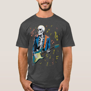 Punk Rock Skelett E-Gitarre Rocker Männer Jungen T-Shirt
