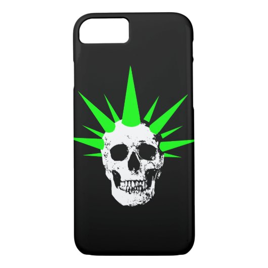 Punk Rock Skull mit Neon Green Spikey Hair Case-Mate iPhone Hülle (Rückseite)