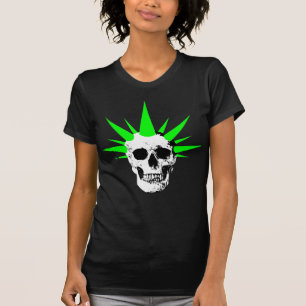 Punk Rock Skull mit Neon Green Spikey Hair T-Shirt