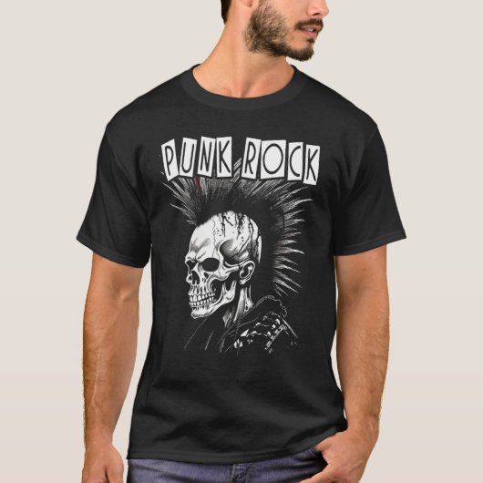 Punk Rock Skull Skeleton Mohawk Mohican Punk T-Shirt (Vorderseite)