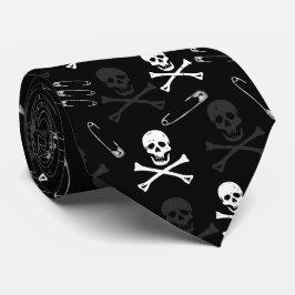 Punk Rock Skulls und Safety Buttons Muster Krawatte