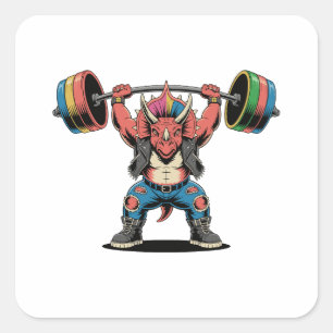 Punk Rock Stegosaurus Dinosaur Gitarre spielend Quadratischer Aufkleber