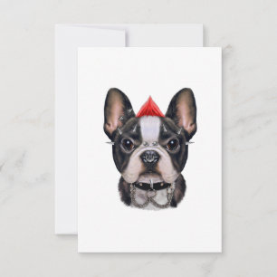 Punk Rock Style French Bulldog für Hund Lover RSVP Karte