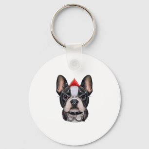 Punk Rock Style French Bulldog für Hund Lover Schlüsselanhänger