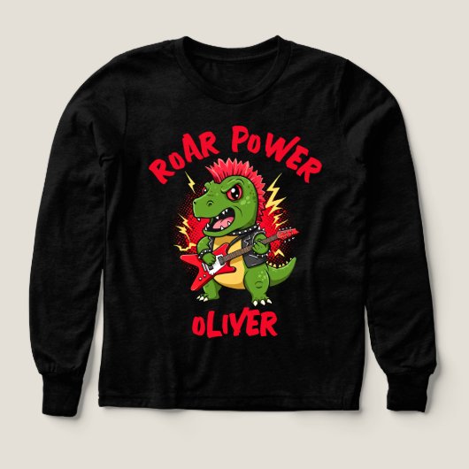 Punk Rock T-Rex Dinosaurier Playing Electric Guita (Design Vorderseite)