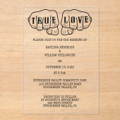 Punk Rock Tattoo Hands Minimalistische Hochzeit Acryleinladungen (Vorderseite)