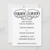 Punk Rock Tattoo Hands Save the Date Minimalistisc Einladung (Vorderseite)