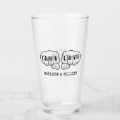 Punk Rock Tattoo Hands Wahre Liebe 3 Jahre Glas (Vorderseite)