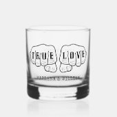 Punk Rock Tattoo Hands Wahre Liebe Personalisiert Whiskyglas (Vorderseite)
