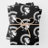 Punk Rock Typ mit Mohawk Haarstyle Mode Geschenkpapier Set (Beispiel)