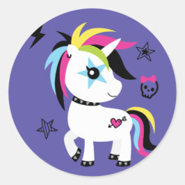 Punk Rock Unicorn Runder Aufkleber