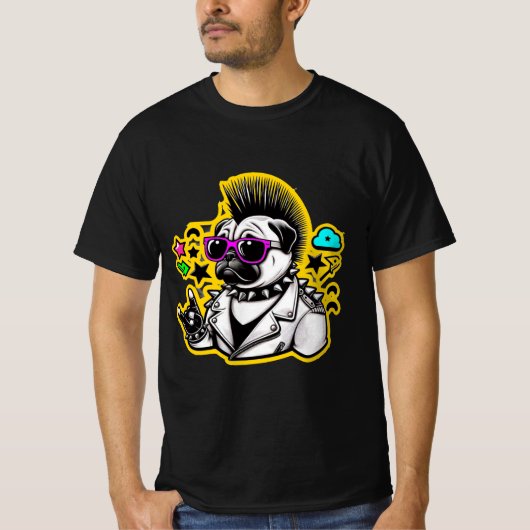 PUNK ROCKER-MOPS 4 T-Shirt (Vorderseite)