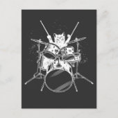 Punk Rockstar Kitten Kitty Cat Drummer Playing Pos Postkarte (Vorderseite)
