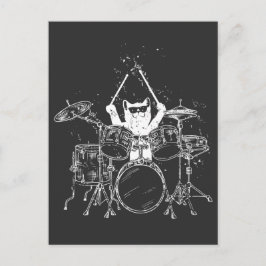 Punk Rockstar Kitten Kitty Cat Drummer Punk Postkarte