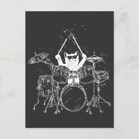Punk Rockstar Kitten Kitty Cat Drummer Punk Postkarte (Vorderseite)