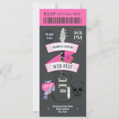 Punk-Romantik-Rock-’n’-Roll-Hochzeitsticket Einladung (Vorderseite)