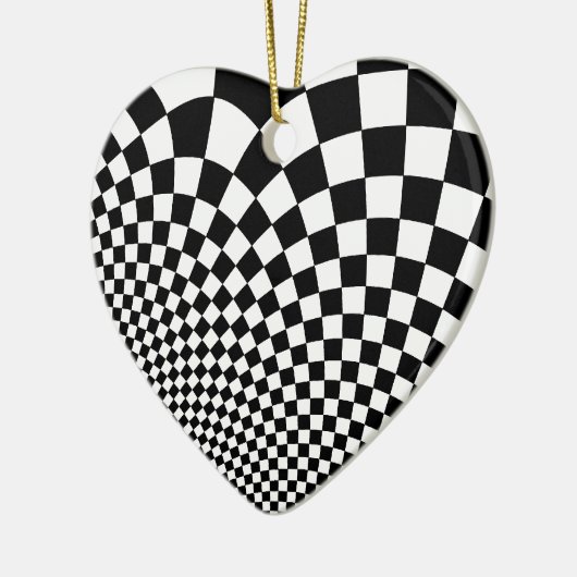 Punk-Rücken-Schachbrett in Schwarzweiß Keramik Ornament (Links)