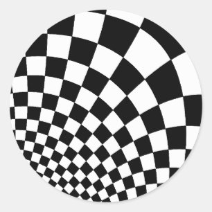 Punk-Rücken-Schachbrett in Schwarzweiß Runder Aufkleber