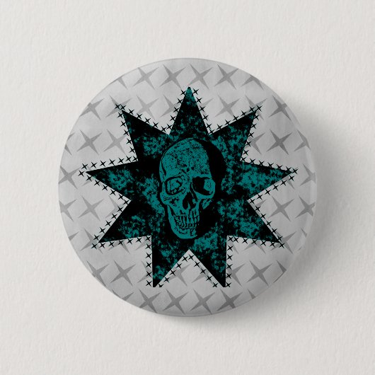 Punk-Schädeltaste (Aquamarin) Button (Vorderseite)