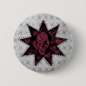 Punk-Schädeltaste (dunkelrosa) Button (Vorderseite)