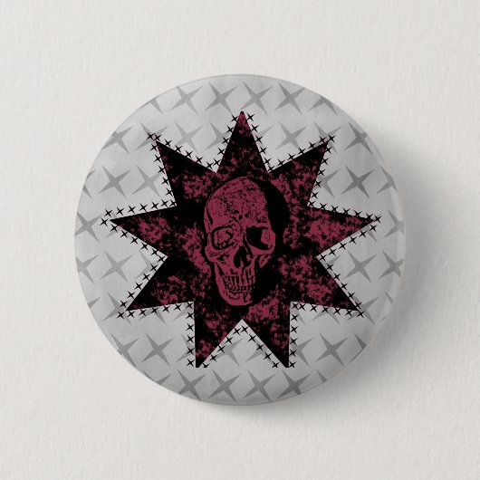 Punk-Schädeltaste (dunkelrosa) Button (Vorderseite)