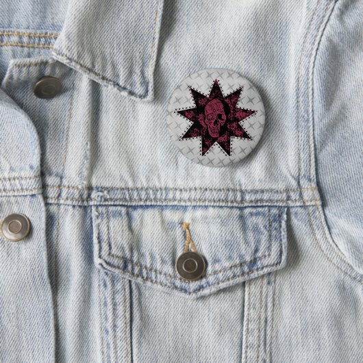 Punk-Schädeltaste (dunkelrosa) Button (Beispiel)