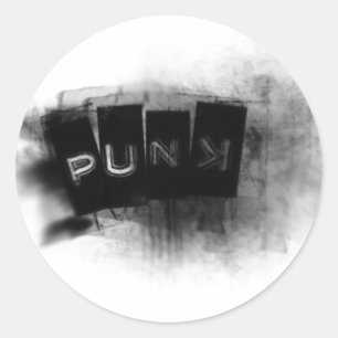 Punk schwarz-weiß runder aufkleber