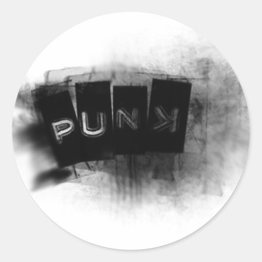 Punk schwarz-weiß runder aufkleber (Vorderseite)