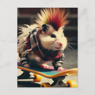 Punk Skateboarding Hamster Postkarte