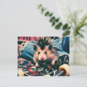 Punk Skateboarding Niedlich Hamster Postkarte (Stehend Vorderseite)