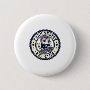 Punk Skater Katze Lustiges Katzenliebhaber-Design Button