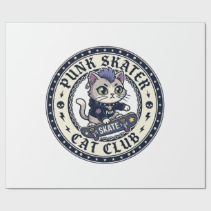 Punk Skater Katze Lustiges Katzenliebhaber-Design Geschenkpapier